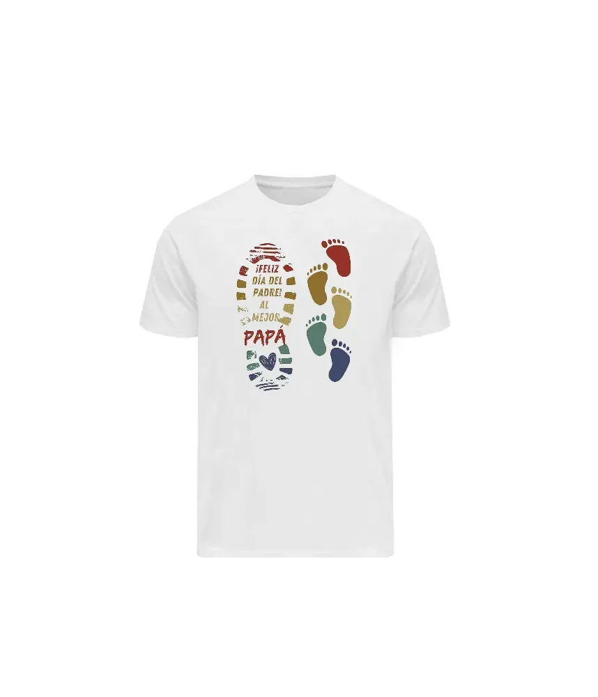 Playera con imagen de pasos de papa e hijos