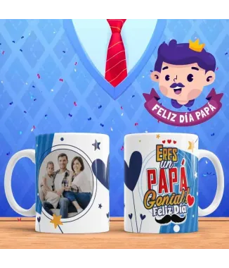 Tazas día del padre con foto en familia.