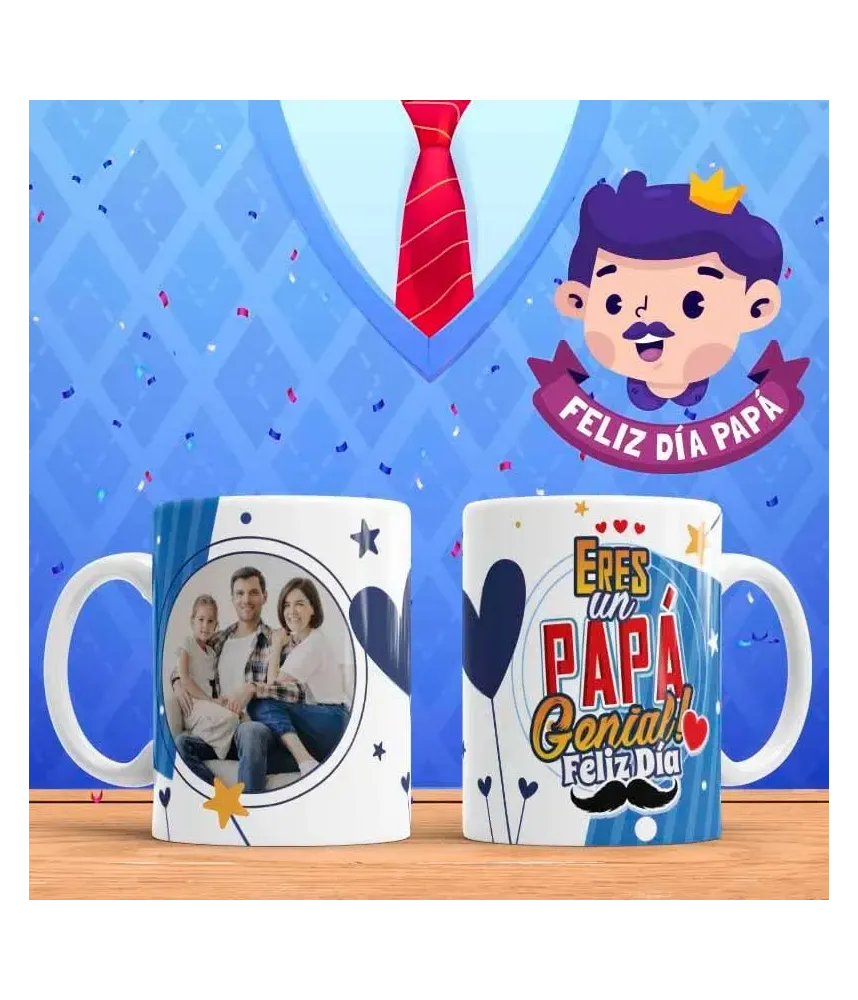 Tazas día del padre con foto en familia.