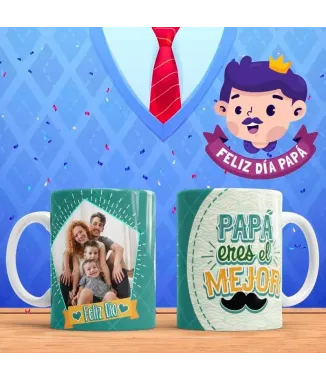 Tazas día del padre con foto en familia.