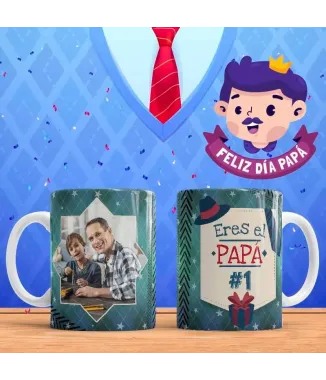 Tazas día del padre con foto en familia.