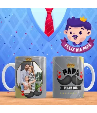 Tazas día del padre con foto en familia.