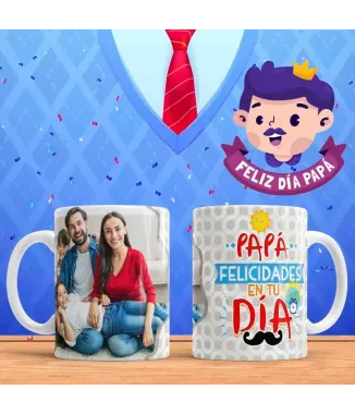 Tazas día del padre con foto en familia.
