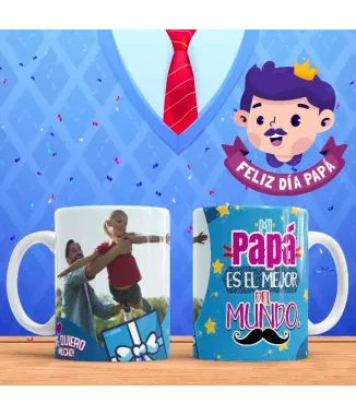 Tazas día del padre con foto en familia.