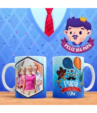 Tazas día del padre con foto en familia.